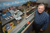 Robert Stockard has been collecting model trains since he was a young boy and received one for Christmas. Photo from The Times-News. 